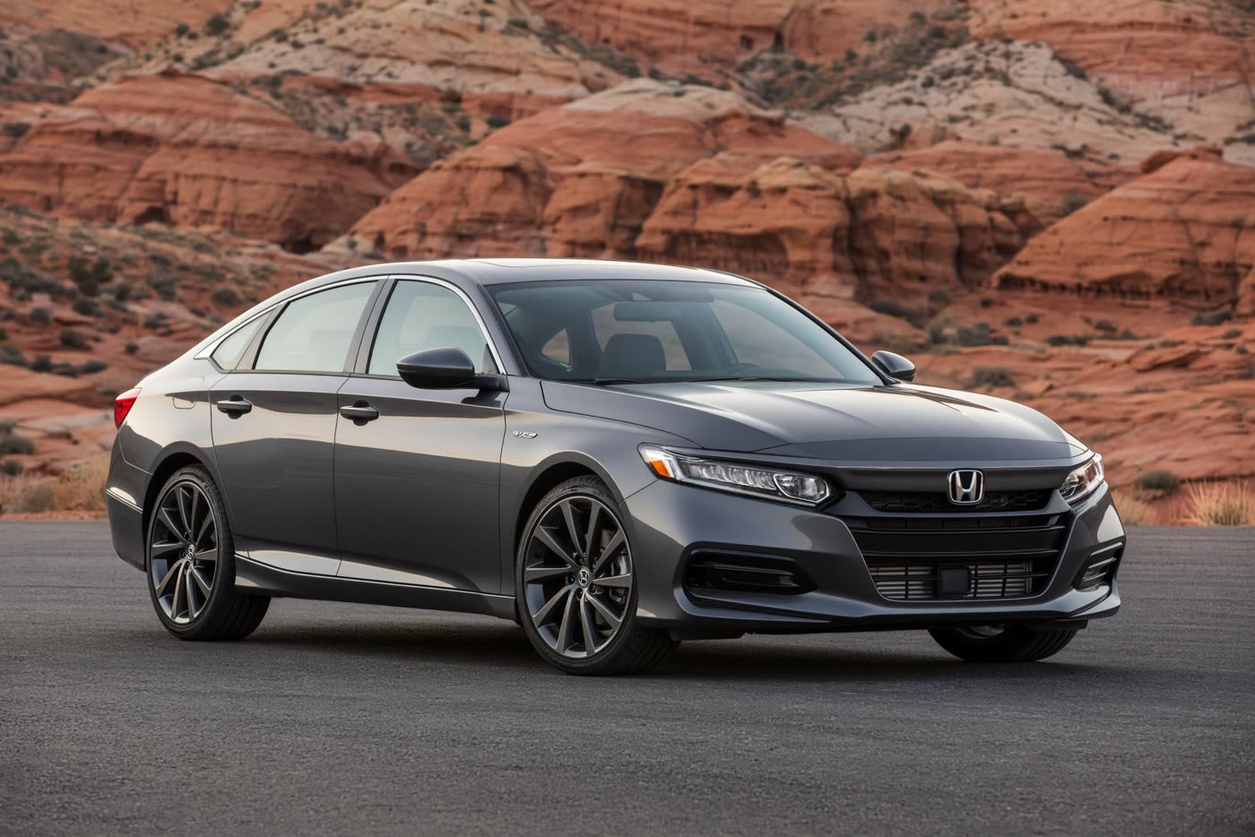 Gray 2018 Honda Accord sedan on an asphalt lot